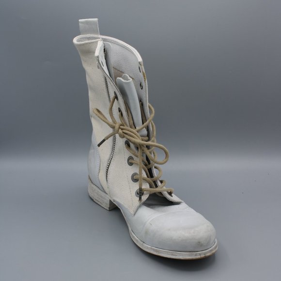 Diesel White Leather Boots Women Size 6/7 - Picture 3 of 11